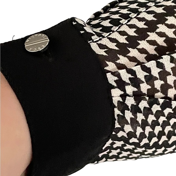 Michael Kors Sheer Panel Houndstooth Long Sleeve Blouse Size M - Picture 5 of 9